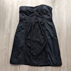 Strapless black eyelet style dress